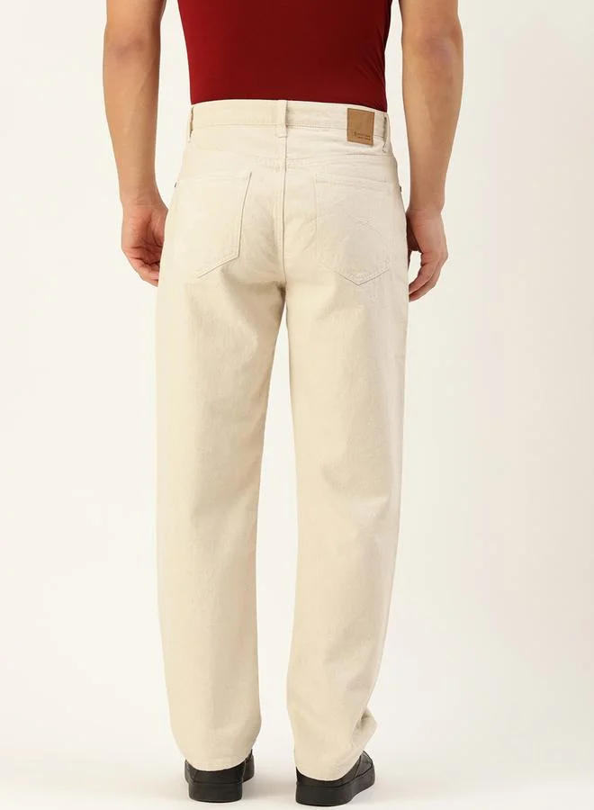 Take Two Off White Men Pure Cotton Mid-Rise Straight Fit Jeans for Men | Best Price UAE